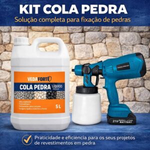 Cola Pedra Incolor Veda Forte 5 Litros Com Pistola Pulverizadora 21V Completo