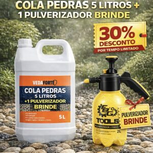 Kit Cola Pedra 5L Veda Forte + Pulverizador de Pressão 2L